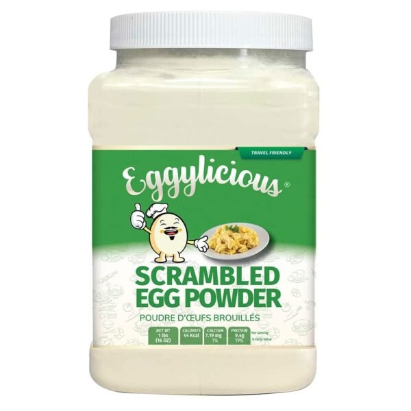 Eggylicious Egg Scramble Mix – Made w/ Hormones Free Whole Eggs/Protein Packed –Easy & Delicious Breakfast - Ideal for Outdoors/Camping/Backpacking – Preservatives Free – Easy Storing 1 lb Jar