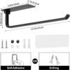 Paper Towel Holder - Self-Adhesive or Drilling, Matte Black, Upgraded Aluminum Kitchen Roll Dispenser Under Cabinet, Lighter but Stronger Than Stainless Steel! - Image 5