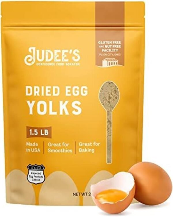 Judee's Dried Egg Yolk Powder - 1.5 lb XL Pouch - Baking Supplies - Delicious and 100% Gluten-Free - Perfect for Homemade Baked Goods, Sauces, Ice Cream Toppings, and More - Great Source of Protein