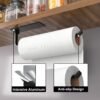 Paper Towel Holder - Self-Adhesive or Drilling, Matte Black, Upgraded Aluminum Kitchen Roll Dispenser Under Cabinet, Lighter but Stronger Than Stainless Steel! - Image 2