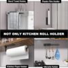 Paper Towel Holder - Self-Adhesive or Drilling, Matte Black, Upgraded Aluminum Kitchen Roll Dispenser Under Cabinet, Lighter but Stronger Than Stainless Steel! - Image 4