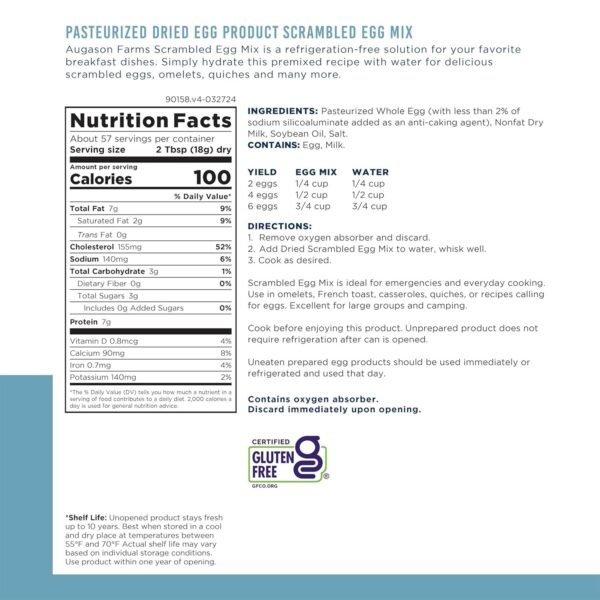 Augason Farms Pasteurized Scrambled Egg Mix Can, Emergency Food Supply, Everyday Meals, 57 Servings - Image 5