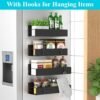 4 Pack Magnetic Spice Storage Rack Organizer for Refrigerator and Oven, Black Fridge Organizers and Storage - Image 2