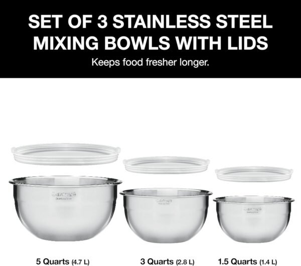 Cuisinart Mixing Bowl Set, Stainless Steel, 3-Piece, CTG-00-SMB - Image 2