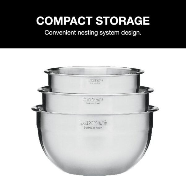 Cuisinart Mixing Bowl Set, Stainless Steel, 3-Piece, CTG-00-SMB - Image 4