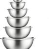 FineDine Stainless Steel Mixing Bowls Set for Kitchen, Dishwasher Safe Nesting Bowls for Cooking, Baking, Meal Prepping